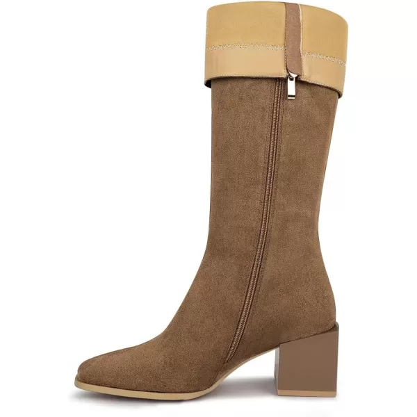wetkiss Knee High Boots for Women Gogo Boots 70s Boots with Chunky Heel, Square Toe and Side Zipper Design Fashion Dress Boots