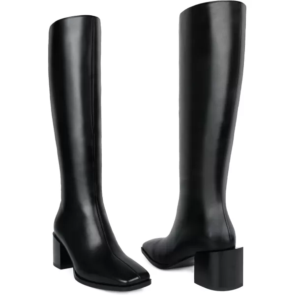 wetkiss Knee High Boots for Women Gogo Boots 70s Boots with Chunky Heel, Square Toe and Side Zipper Design Fashion Dress Boots