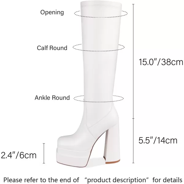 wetkiss Stacked Platform Knee High Boots for Women With High Chunky Heel, Gogo Boots for Women with Square Toe Side Zipper Stretch Boot