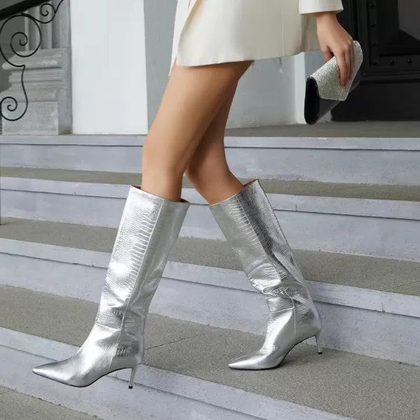 wetkiss Knee High Boots for Women, with Stiletto Heel and Pointed Toe Design, Classic and Sexy