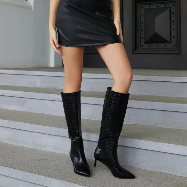 wetkiss Knee High Boots for Women, with Stiletto Heel and Pointed Toe Design, Classic and Sexy