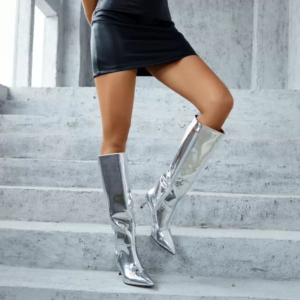 wetkiss Knee High Boots for Women, with Stiletto Heel and Pointed Toe Design, Classic and Sexy