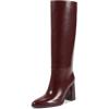 imagewetkiss Knee High Boots Women with No Zipper Slip On Boots for Work Date Dress Party Club ShoesMatte Burgundy