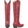 imagewetkiss Black Cowboy Boots for Women Knee High Cowgirl Tall Boots with Classic Retro Embroidered Chunky Heel Slip On Pointed Toe Womens Western Boots for Girls LadiesMatte Red