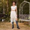 imagewetkiss Black Cowboy Boots for Women Knee High Cowgirl Tall Boots with Classic Retro Embroidered Chunky Heel Slip On Pointed Toe Womens Western Boots for Girls LadiesMatte Black