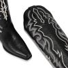 imagewetkiss Black Cowboy Boots for Women Knee High Cowgirl Tall Boots with Classic Retro Embroidered Chunky Heel Slip On Pointed Toe Womens Western Boots for Girls LadiesMatte Black