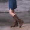 imagewetkiss Brown Cowboy Boots for Women Wide Mid Calf Western Cowgirl Chunky Boots Round Toe Pull On Casual Holiday Party Daily ShoesBrown