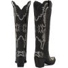 imagewetkiss Cowboy Boots for Women Embroidered Knee High Cowgirl Boots Womens Retro Western Boots Pull on Tall Boots with Chunky Heel Pointed ToeBlack