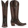 imagewetkiss Cowboy Boots for Women Knee High Cowgirl Boots Retro Embroidered Chunky Heels Pointed Toe Western Long Tall Boot Pull OnDarkbrown