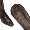 imagewetkiss Cowboy Boots for Women Knee High Cowgirl Boots Retro Embroidered Chunky Heels Pointed Toe Western Long Tall Boot Pull OnDarkbrown