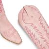 imagewetkiss Cowboy Boots for Women Knee High Cowgirl Boots Retro Embroidered Chunky Heels Pointed Toe Western Long Tall Boot Pull OnPink
