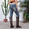 imagewetkiss Cowboy Boots for Women Knee High Cowgirl Boots Western Boots with Floral Embroidered Pointed Toe Chunky Heel Pull On Retro Vintage Classic Tall Boots for LadiesZvintage Chocolate Brown