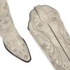 imagewetkiss Cowboy Boots for Women Knee High Cowgirl Boots Western Boots with Floral Embroidered Pointed Toe Chunky Heel Pull On Retro Vintage Classic Tall Boots for LadiesRetro Grey Floral