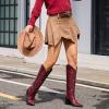 imagewetkiss Cowboy Boots for Women Knee High Cowgirl Boots Western Boots with Floral Embroidered Pointed Toe Chunky Heel Pull On Retro Vintage Classic Tall Boots for LadiesPassion Red Floral