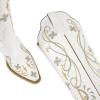 imagewetkiss Cowboy Boots for Women Knee High Cowgirl Boots Western Boots with Floral Embroidered Pointed Toe Chunky Heel Pull On Retro Vintage Classic Tall Boots for LadiesAttractive White Floral