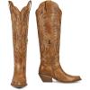 imagewetkiss Cowboy Boots for Women Knee High Cowgirl Boots Western Boots with Floral Embroidered Pointed Toe Chunky Heel Pull On Retro Vintage Classic Tall Boots for LadiesZclassic Attracts Brown