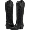 imagewetkiss Cowboy Boots for Women Knee High Cowgirl Boots Western Boots with Floral Embroidered Pointed Toe Chunky Heel Pull On Retro Vintage Classic Tall Boots for LadiesClassic Black Floral