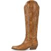 imagewetkiss Cowboy Boots for Women Knee High Cowgirl Boots Western Boots with Floral Embroidered Pointed Toe Chunky Heel Pull On Retro Vintage Classic Tall Boots for LadiesZclassic Attracts Brown