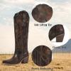imagewetkiss Cowboy Boots for Women Knee High Cowgirl Boots Western Boots with Floral Embroidered Pointed Toe Chunky Heel Pull On Retro Vintage Classic Tall Boots for LadiesVintage Brown Floral