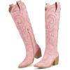 imagewetkiss Cowboy Boots for Women Knee High Cowgirl Boots Women Rhinestone Comfort Fashion Tall Sparkling Western Boots Boots for WomenGpink