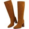imagewetkiss Knee High Boots Women with No Zipper Slip On Boots for Work Date Dress Party Club ShoesSuede Dark Brown