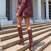 imagewetkiss Knee High Boots for Women with Kitten Heel and Pointed Toe Design Classic and SexyBurgundy
