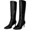imagewetkiss Knee High Boots for Women with Kitten Heel and Pointed Toe Design Classic and SexyCrocodile Black