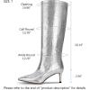 imagewetkiss Knee High Boots for Women with Kitten Heel and Pointed Toe Design Classic and SexyCrocodile Silver