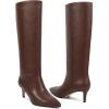 imagewetkiss Knee High Boots for Women with Kitten Heel and Pointed Toe Design Classic and SexyMatte Brown