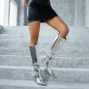 imagewetkiss Knee High Boots for Women with Kitten Heel and Pointed Toe Design Classic and SexyMirrorsilver