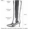 imagewetkiss Knee High Boots for Women with Kitten Heel and Pointed Toe Design Classic and SexyMirrorsilver