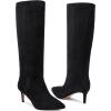 imagewetkiss Knee High Boots for Women with Kitten Heel and Pointed Toe Design Classic and SexySuedeblack