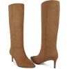 imagewetkiss Knee High Boots for Women with Kitten Heel and Pointed Toe Design Classic and SexySuedebrown