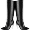 imagewetkiss Knee High Boots for Women with Pointed Toe Long Faux Leather Stiletto High Heel Boots for Women Fashion and SexyAblack