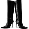 imagewetkiss Knee High Boots for Women with Pointed Toe Long Faux Leather Stiletto High Heel Boots for Women Fashion and SexyBblack