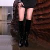 imagewetkiss Knee High Boots for Women with Pointed Toe Long Faux Leather Stiletto High Heel Boots for Women Fashion and SexyBblack