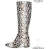 imagewetkiss RhinestonePU Low Chunky Pointed Toe Knee High Boots for Women with Full Bling Sparkly Crystals Booties for Wedding Party Date DressBrownsnake