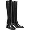 imagewetkiss RhinestonePU Low Chunky Pointed Toe Knee High Boots for Women with Full Bling Sparkly Crystals Booties for Wedding Party Date DressCblack