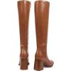imagewetkiss RhinestonePU Low Chunky Pointed Toe Knee High Boots for Women with Full Bling Sparkly Crystals Booties for Wedding Party Date DressCbrown