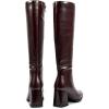 imagewetkiss RhinestonePU Low Chunky Pointed Toe Knee High Boots for Women with Full Bling Sparkly Crystals Booties for Wedding Party Date DressCdark Brown