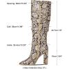 imagewetkiss RhinestonePU Low Chunky Pointed Toe Knee High Boots for Women with Full Bling Sparkly Crystals Booties for Wedding Party Date DressDark Brown