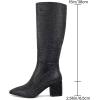 imagewetkiss RhinestonePU Low Chunky Pointed Toe Knee High Boots for Women with Full Bling Sparkly Crystals Booties for Wedding Party Date DressLblack Rhinestone