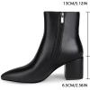 imagewetkiss RhinestonePU Low Chunky Pointed Toe Knee High Boots for Women with Full Bling Sparkly Crystals Booties for Wedding Party Date DressMatte Black