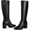 imagewetkiss RhinestonePU Low Chunky Pointed Toe Knee High Boots for Women with Full Bling Sparkly Crystals Booties for Wedding Party Date DressMatteblack