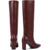 imagewetkiss Straight Leg Knee High Boots for Women Regular Calf Friendly Square Toe Faux Leather Crocodile Print Mid Heel Comfortable BootsBurgundy