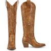 imagewetkiss Womens Tall Cowboy Boots Side Zipper Ladies Cowgirl Knee High BootsComfortable Retro Vintage Embroidery Pointed Toe Block Chunky HeelMatte Brown