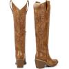 imagewetkiss Womens Tall Cowboy Boots Side Zipper Ladies Cowgirl Knee High BootsComfortable Retro Vintage Embroidery Pointed Toe Block Chunky HeelMatte Brown