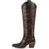 imagewetkiss Womens Tall Cowboy Boots Side Zipper Ladies Cowgirl Knee High BootsComfortable Retro Vintage Embroidery Pointed Toe Block Chunky HeelVintage Chocolate Brown