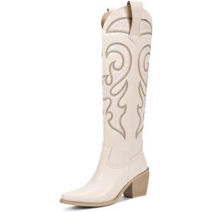 imagewetkiss Cowboy Boots for Women Knee High Cowgirl Boots Women Rhinestone Comfort Fashion Tall Sparkling Western Boots Boots for WomenHbeige