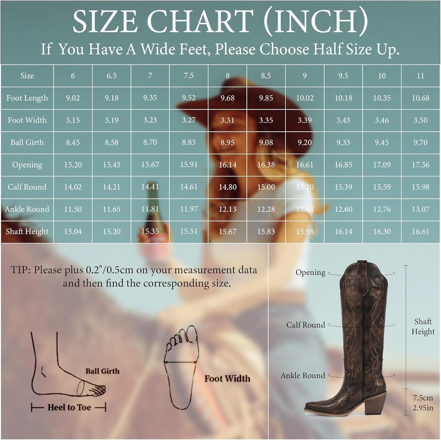 imagewetkiss Cowboy Boots for Women Knee High Cowgirl Boots Western Boots with Floral Embroidered Pointed Toe Chunky Heel Pull On Retro Vintage Classic Tall Boots for LadiesVintage Brown Floral